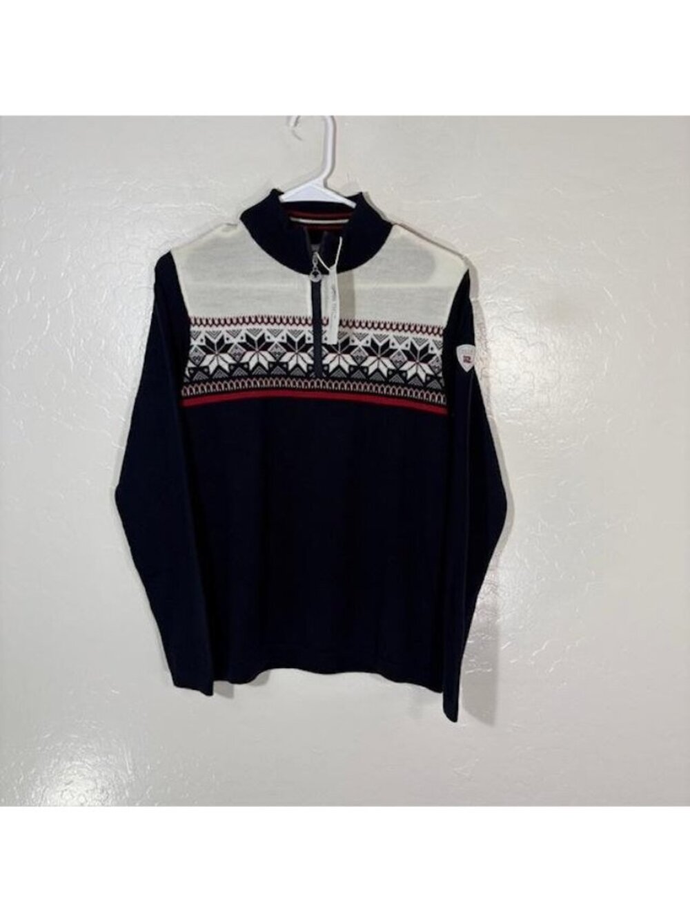 Dale Of Norway Liberg Sweater Womens Medium Blue Fair Isle 1/4 Zip Ski Wool Knit